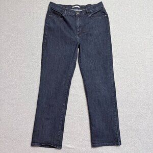 Lee Jeans Womens 16 Blue Regular Fit Straight Leg Mid Rise Dark Wash Denim